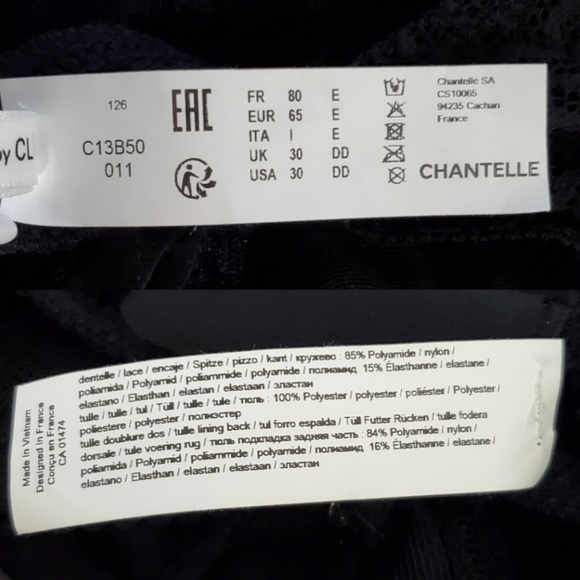 NWT Chantelle c Jolie floral lace demi underwire bra black romantic adjustable - Picture 10 of 12